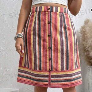 S178 Candy Striped Skirt Size 1XL  Like New